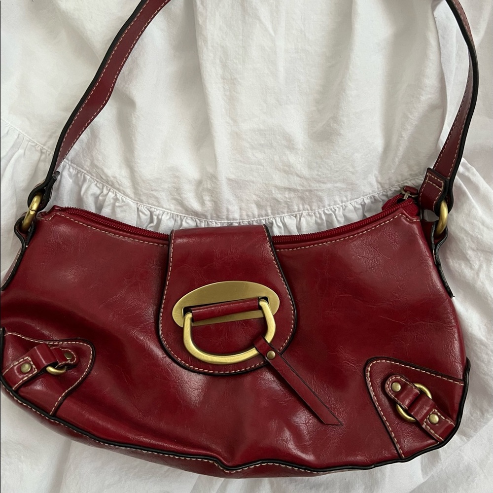 Cherry Red Baguette Bag
